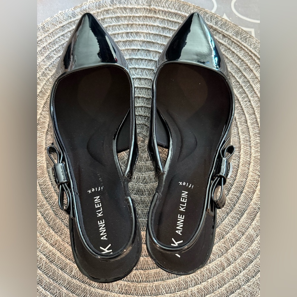 Anne Klein Black Patent Heels with Bow Detail